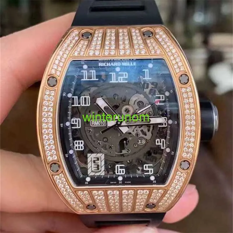 RM Mechanical Watches Richardmills RM010 Mens Watches Automatic Mechanical Watch Rose Gold Original Diamond Fashion Leisure Business Sports WristwatHBNSFU Best