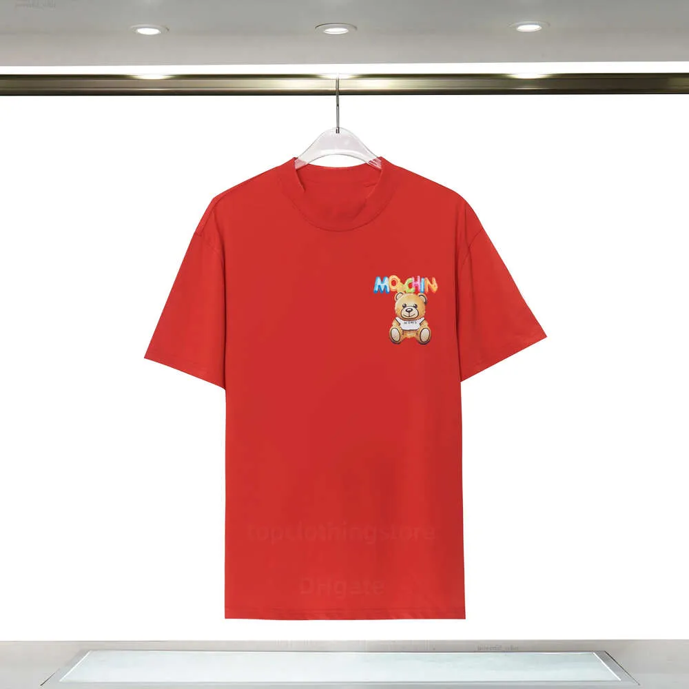 Moschino Designer Third T-Shirt Summer Italian Luxury Brands Tees Cartoon Bear Stamp Moschino Man فضفاض القطن جولة الرقبة موشينو امرأة 2099