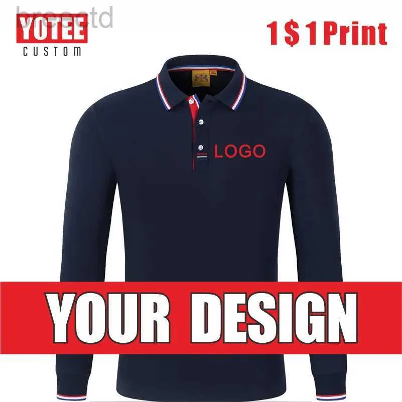 Polos męski nowa moda Nowa moda na długi rękawe koszulę polo niestandardowe haftowanie drukowania Firma Lapel Long-Sleeved Polo Shirt LDD240312