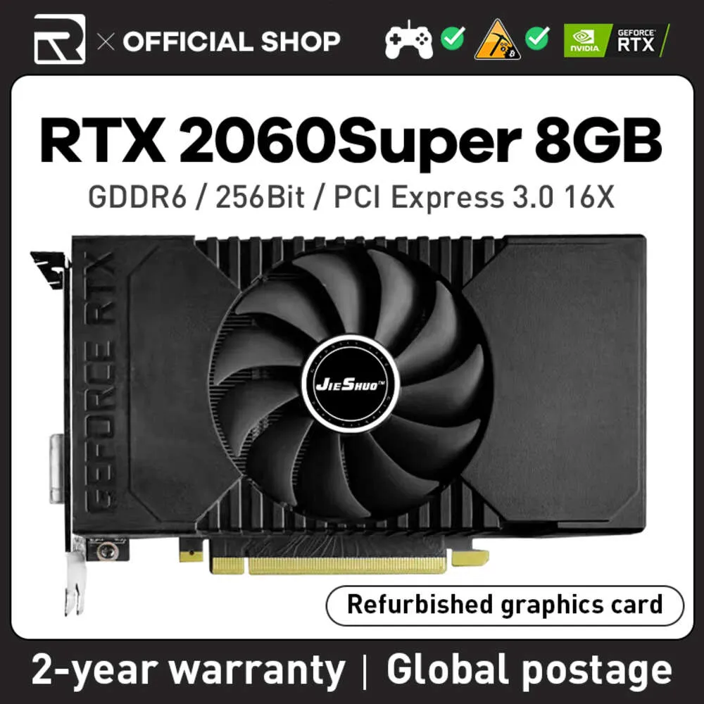 JIESHUO NVIDIA RTX 2060 SUPER 8GB 2176SP carte graphique de jeu GDDR6 GPU 256bit rtx2060 Super 8g PC de bureau vidéo Offic 2060s rtx