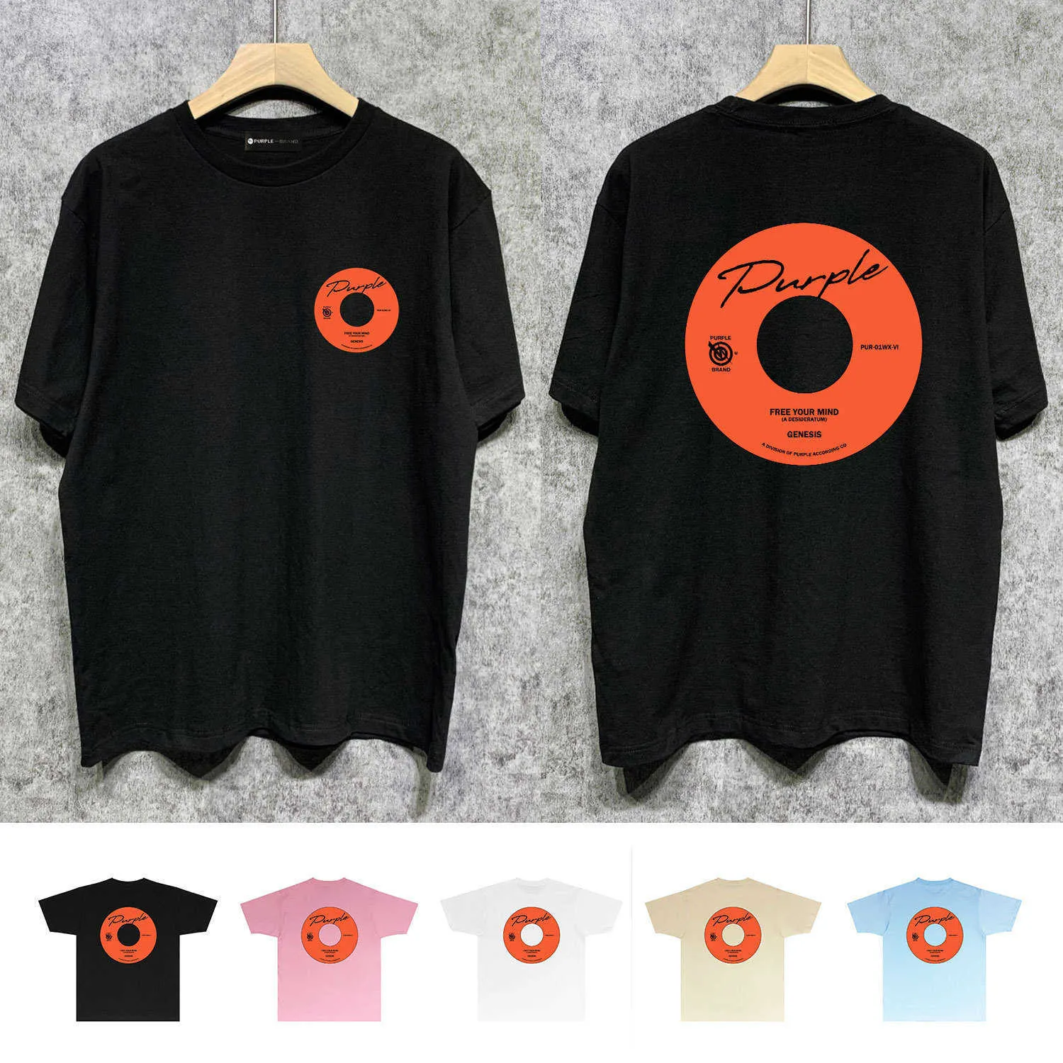 長期トレンディブランドパープルブランドTシャツ短袖Tシャツシャツ4lik