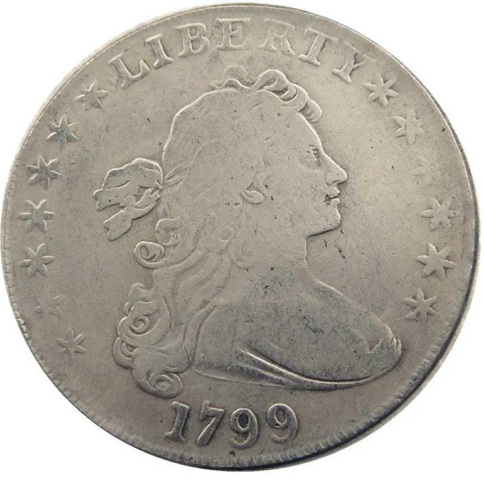 미국 동전 1799 드레이프 흉상 황동은금 도금 달러 문자 모서리 카피 코인 218e
