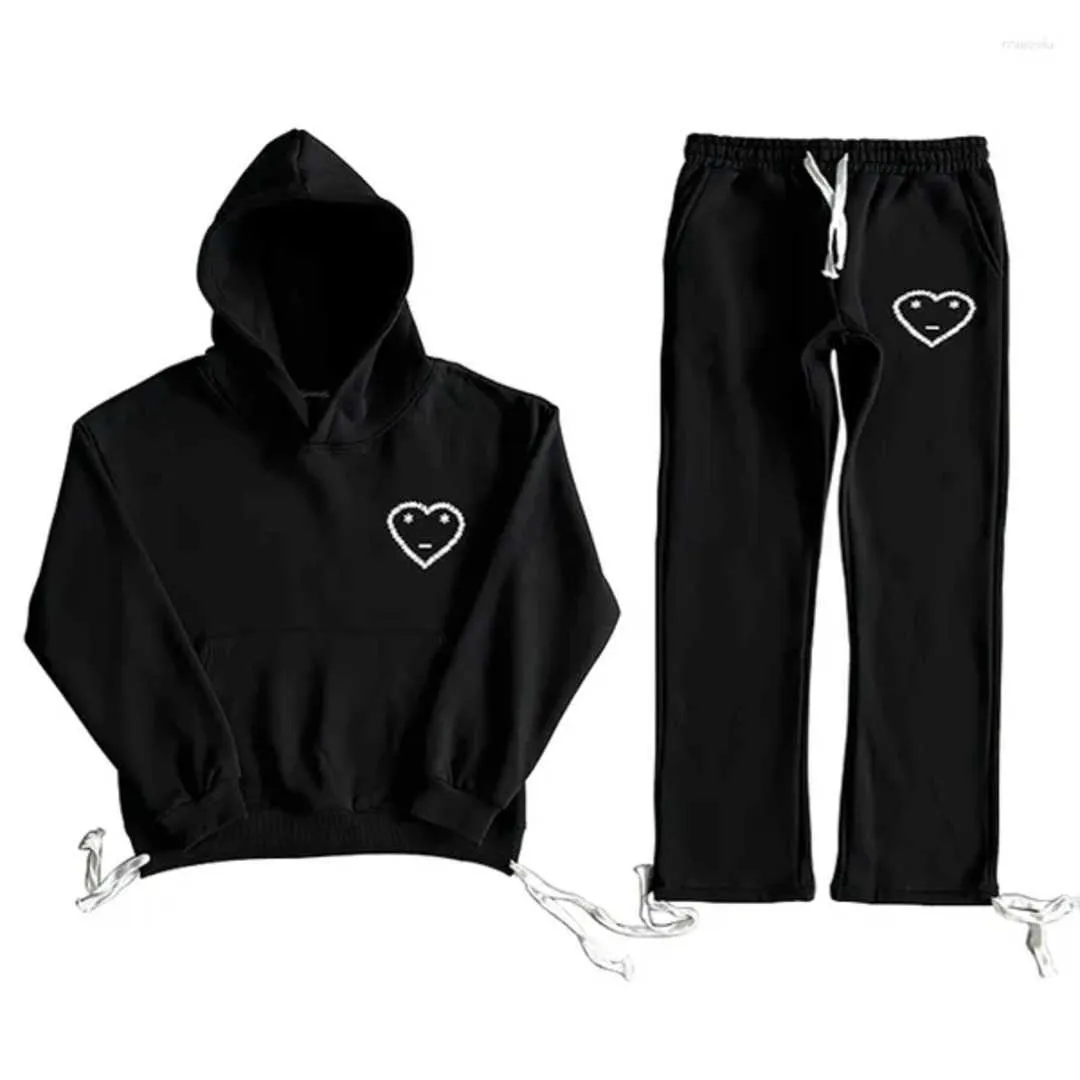 Costumes Hommes CARSICKO Ensemble de vêtements de sport Qualité Coton Vêtements d'hiver Noir High Street Hommes Femmes Mode Streetwear Sweats à capuche Pantalons longs 1 TZFA