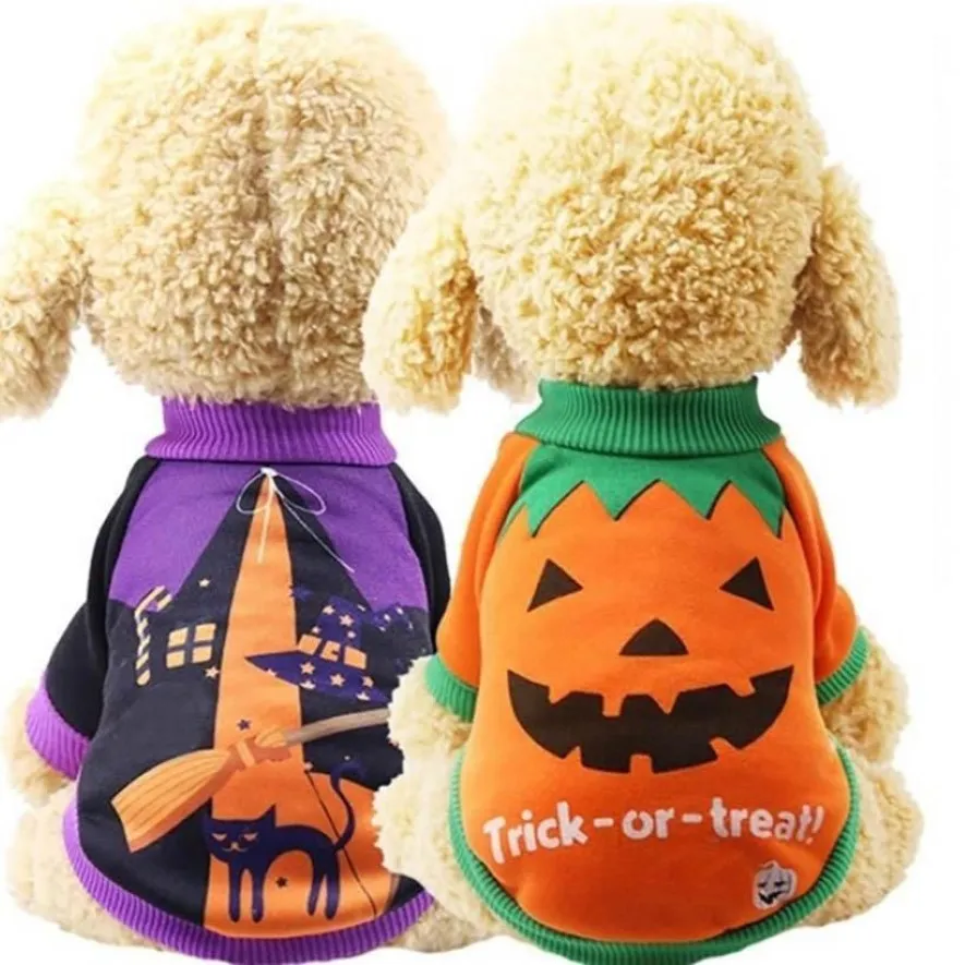 Lindos pequeños gatos de carnaval para traje disfraz pies mascota de Halloween chaqueta divertida ropa para gatos perro dos perros de invierno 2 estilos HH9-3317203l