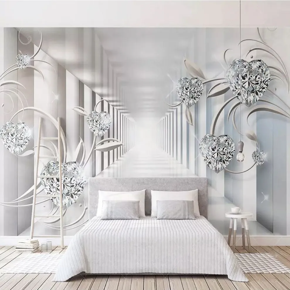 PO壁紙3Dステレオ抽象スペースヨーロッパスタイルパターンダイヤモンド壁画壁紙リビングルームテレビ背景壁飾り187h