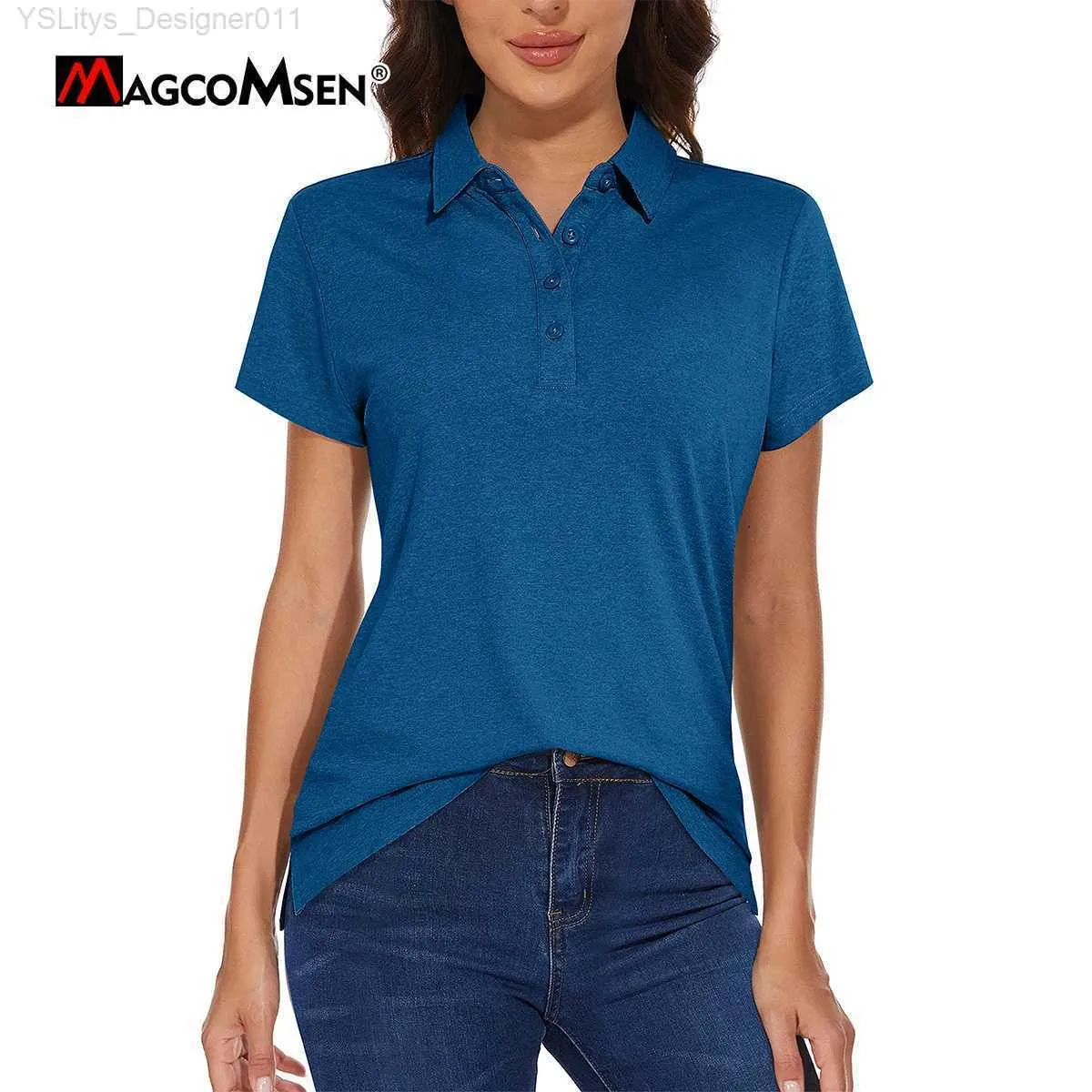 T-Shirt Femme MAGCOMSEN chemises de Tennis pour femmes T-shirts d'été légers à manches courtes UPF 50 + chemises à col hauts athlétiques L24312 L24312