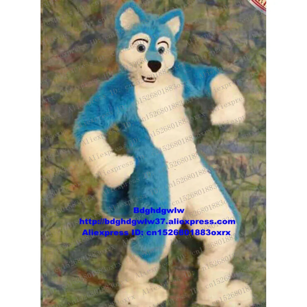 Mascot Costumes Niebieski biały futra futra futrzana wilk lis husky pies fursuit maskotka kostium dla dorosłych postaci promocje sesja otwarcia ZX466