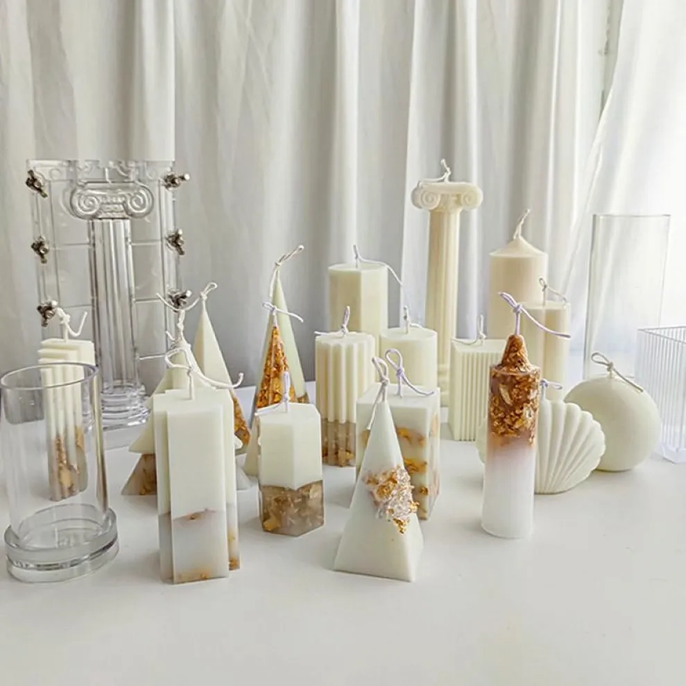 Handwerkswerkzeuge 1 Stück Kerzenformen für die Herstellung von Säulen-Quadrat-Zylinder-Kugel-Kunststoff-DIY-Handwerk Gips-Gips-Form298w