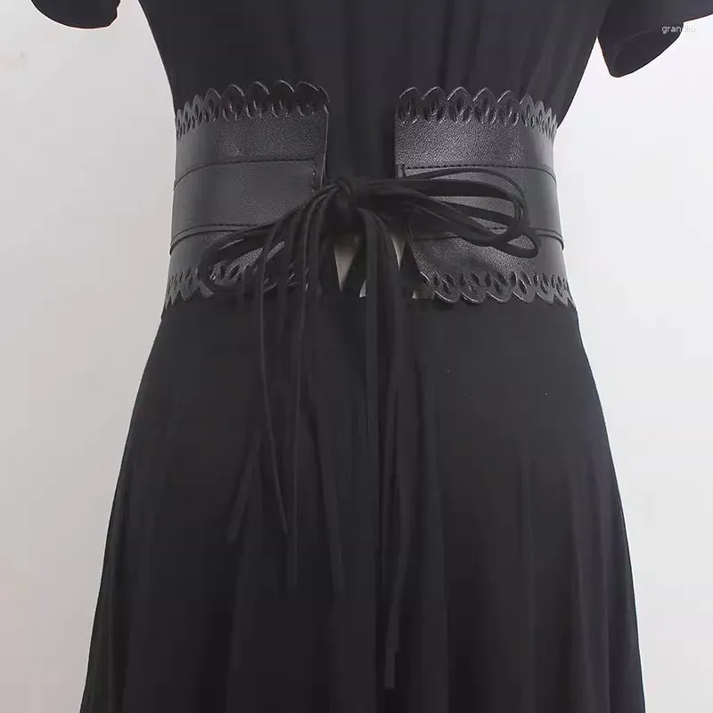 Ремни женские подиумные модные черные пояса из искусственной кожи женское платье корсеты украшение на пояс широкий ремень R2586