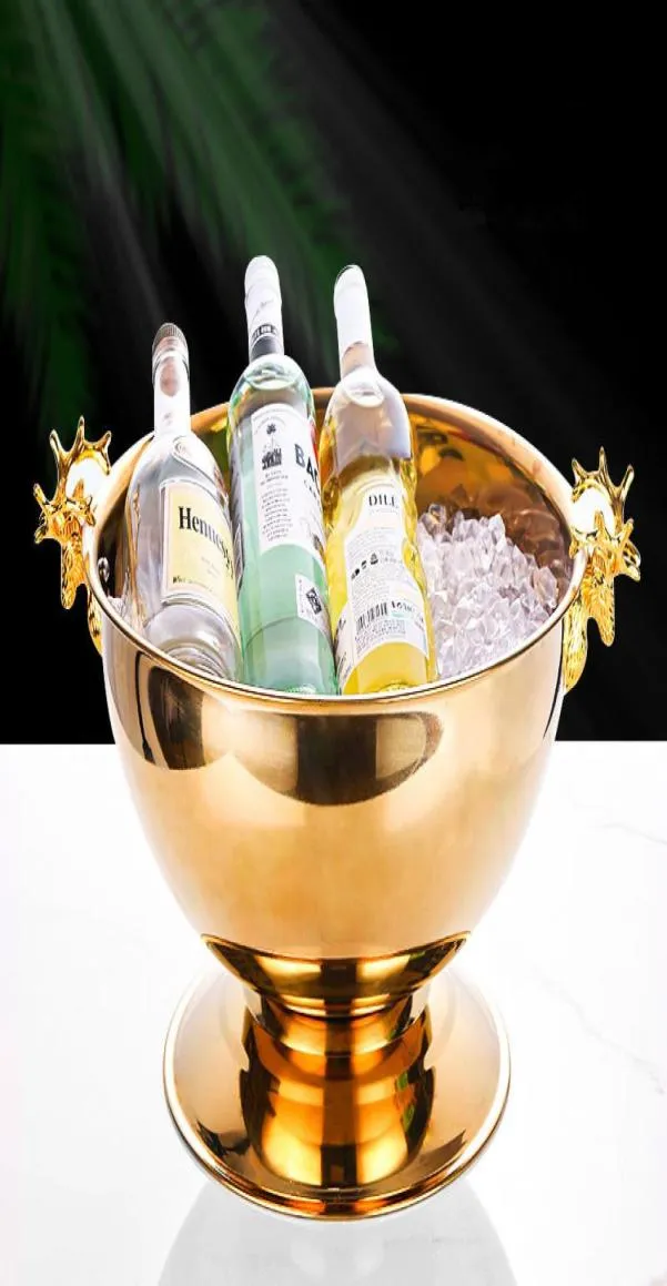 Creative Ice Wine Bucket Stainless Steel Deer Head Design Champagne Basin For Home Party Bar Nightclub Decor Gold Silver9664741