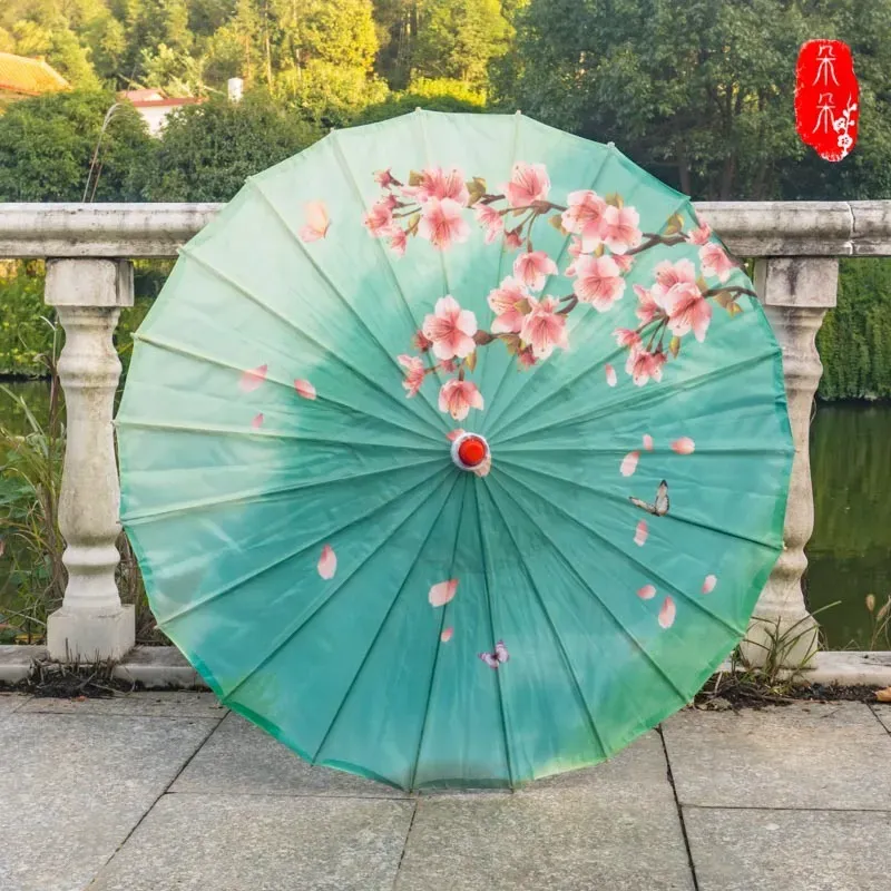 Rainproof Paper UmbrellaS Chinese Traditional Craft Wooden Handle Oil Papers Umbrella Wedding Party Stage Performance Props