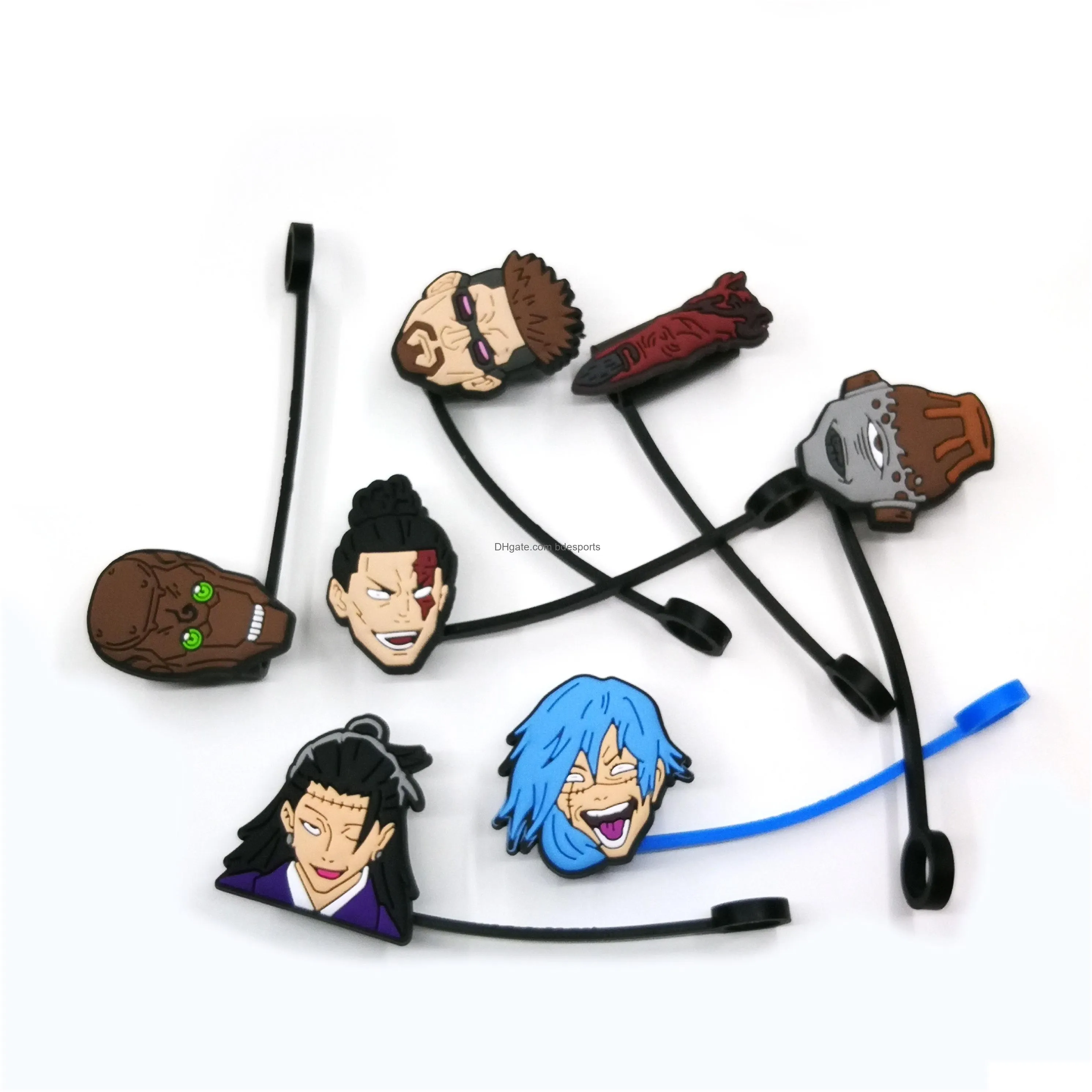 Соломинки для питья Custom Jujutsu Kaisen Soft Sile St Toppers Аксессуары Er Подвески Многоразовые брызгозащищенные пылезащитные заглушки Декоративные 8 мм Party Dhhjt