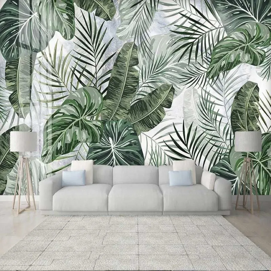 Personnalisé Po 3D Papier Peint Mural Plante Tropicale Feuilles Décoration Murale Peinture Chambre Salon TV Fond Fresque Revêtement Mural285L