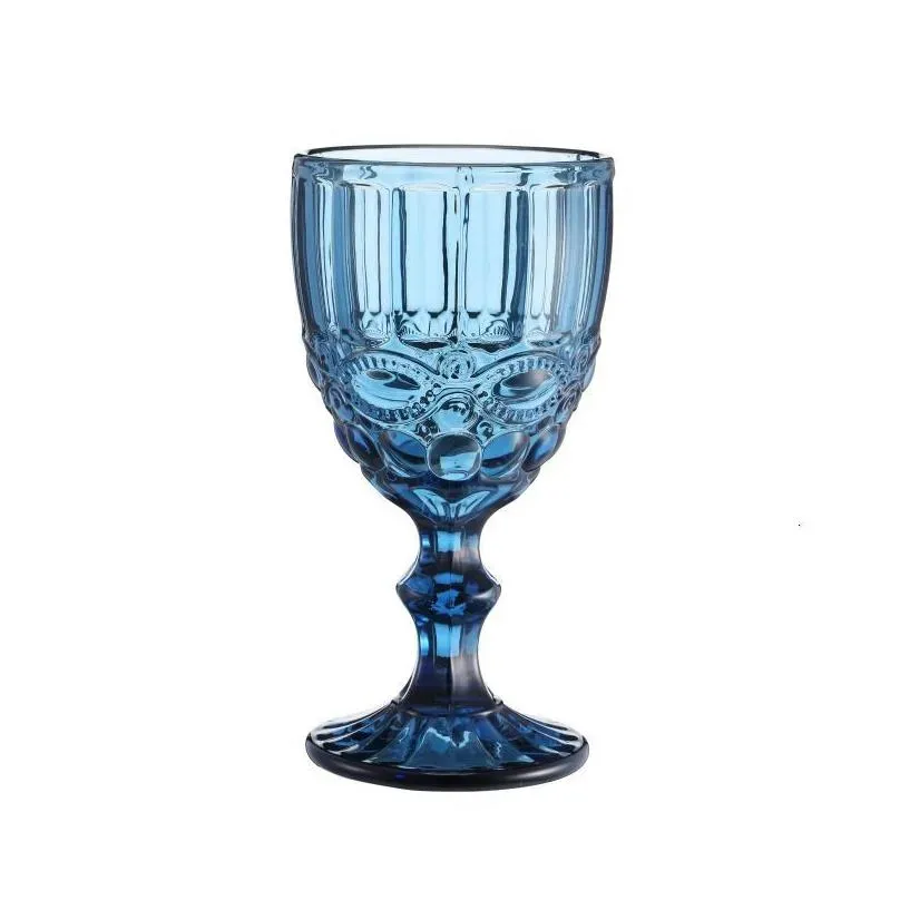 european style embossed wine glass stained glass beer goblet vintage wine glasses household juice drinking cup thickened