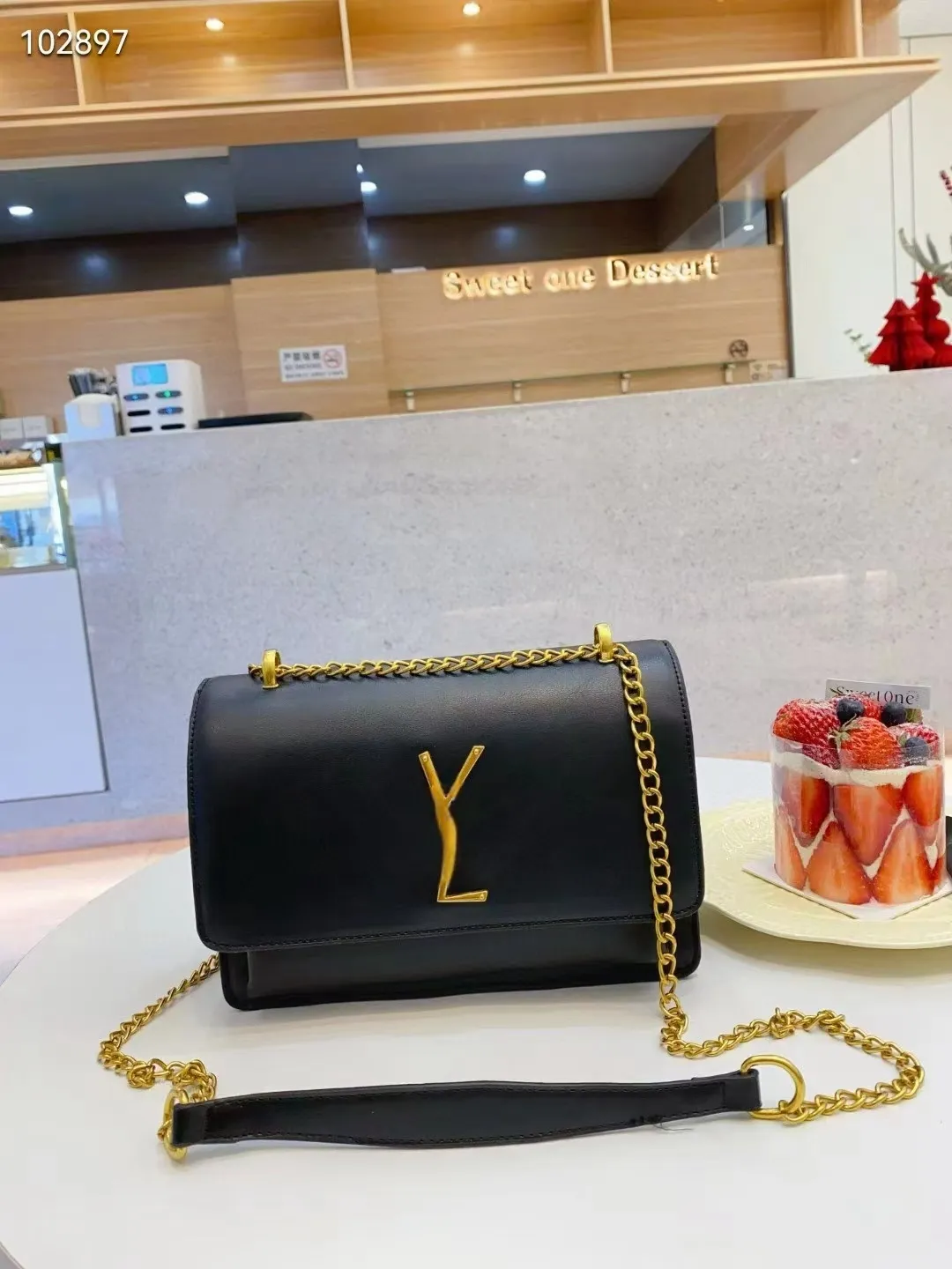 Luxurys handbag Sunset Shoulder bag Mirror quality Designer Bag for Woman man messenger chain tote Crossbody classic flap bag Leather purse wallet clutch black Bag