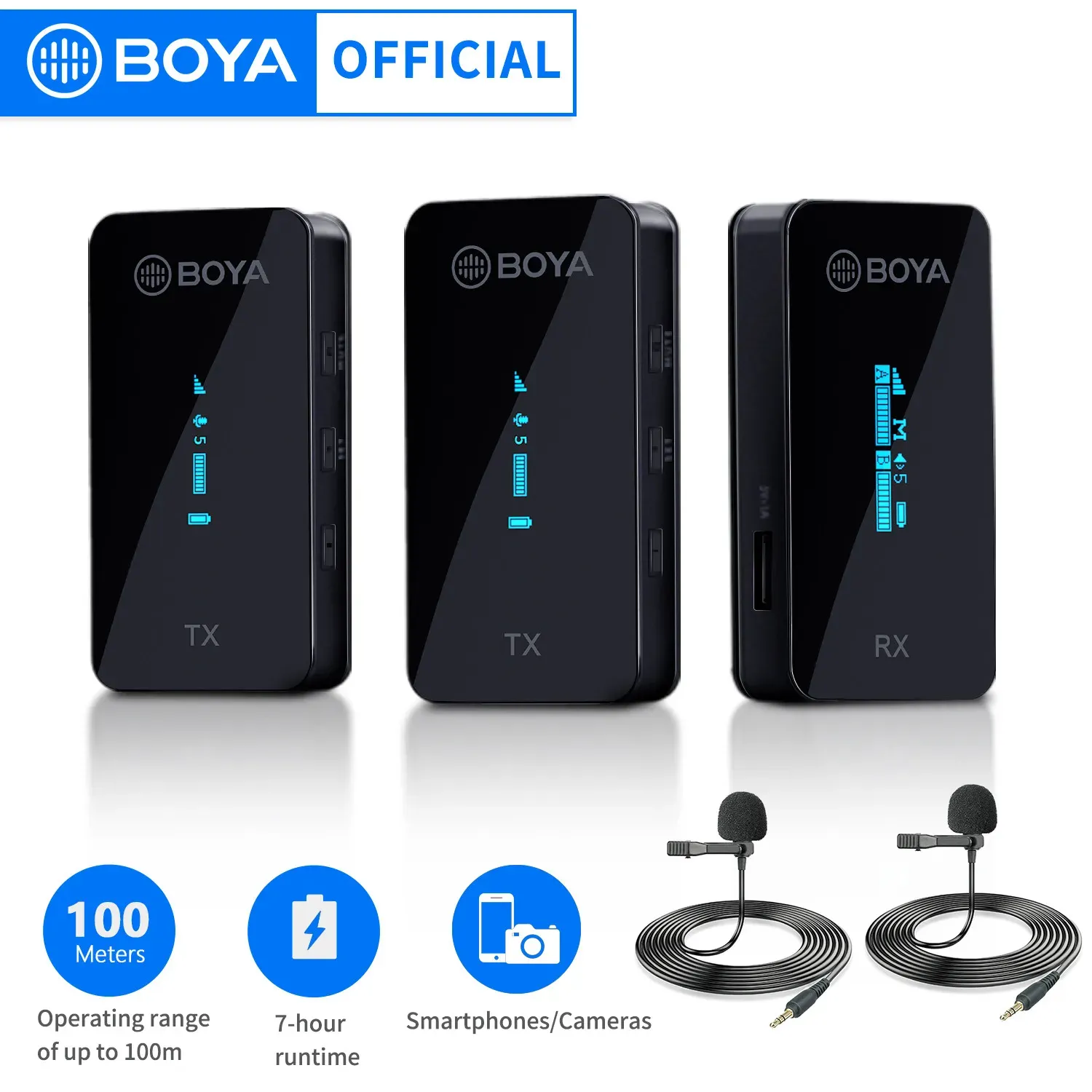 Microfones BOYA Microfone de lapela sem fio Profissional Condensador Sistema de microfone de lapela BYXM6 para iPhone PC Gravação de câmera Transmissão ao vivo