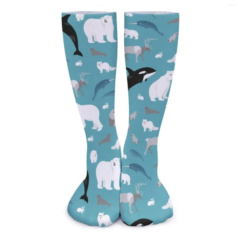 Women Socks Arctic Animal Print Stockings Polar Bear Medium Trendy Running Sports Anti Skid Design Birthday Gift