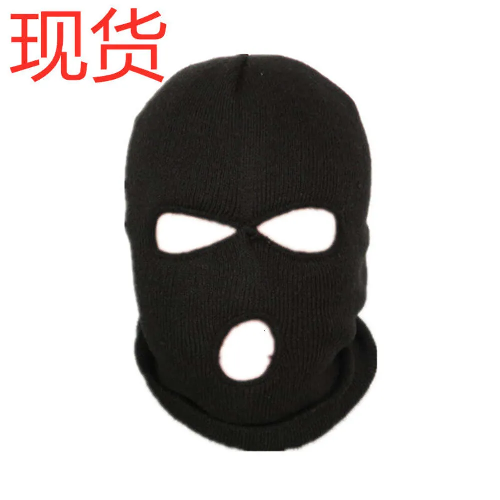 Headwear For Men, Black Knitted Windproof Winter Cycling Warmth, Three Hole Hat, Face Mask, Gini 982844