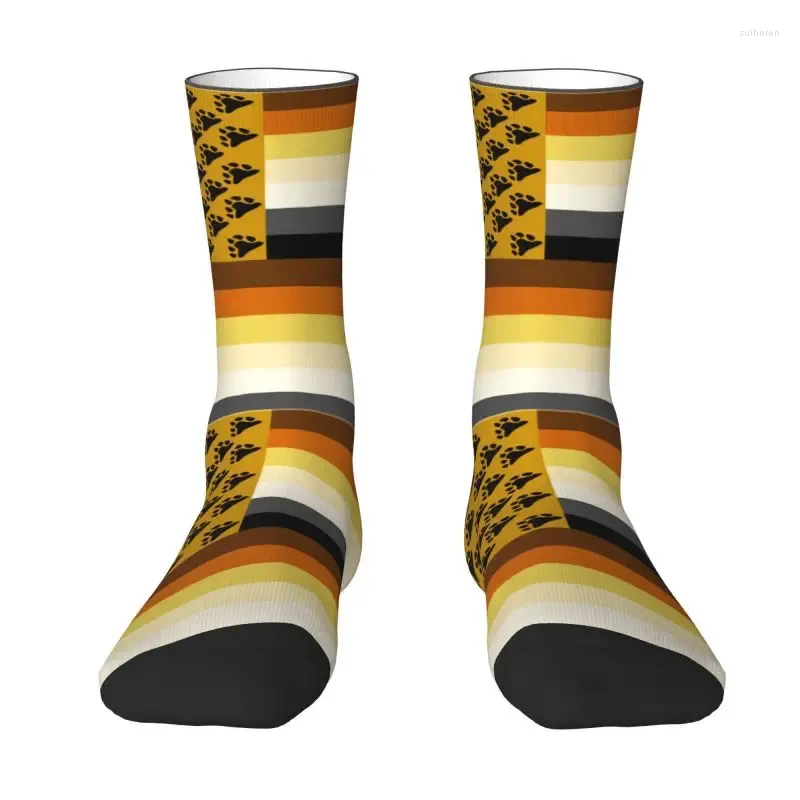 Chaussettes pour hommes Nouveauté Impression GLBT American Bear Flag pour femmes Hommes Stretch Été Automne Hiver Gay Pride Crew