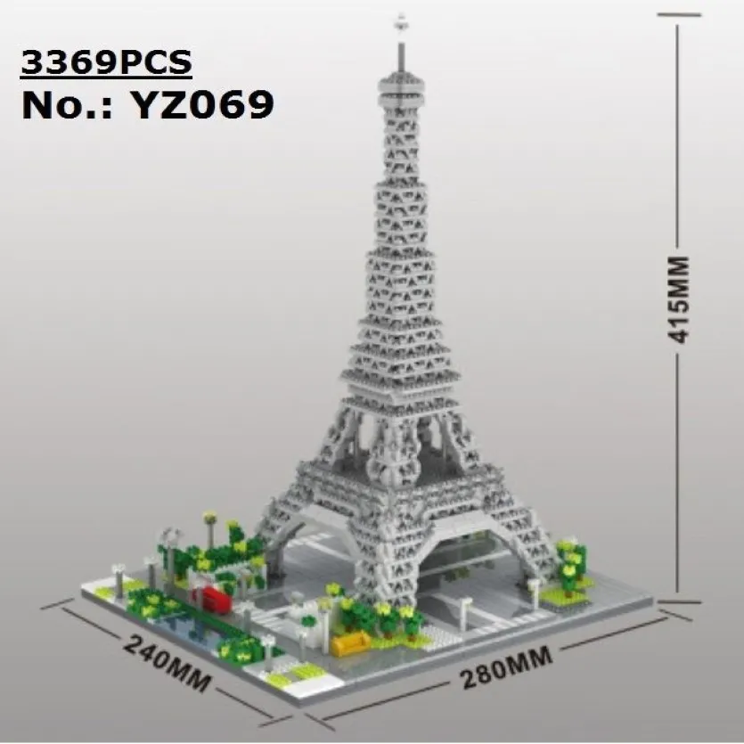 Yz mini blockerar arkitektur pisa värld landmärke byggnad tegelstenar louvre barn leksaker eiffel torn modell slott för barn gåvor c1112796