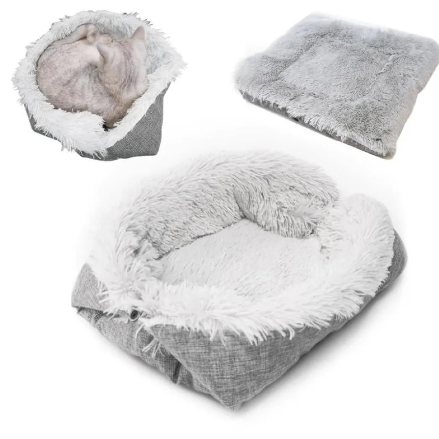 Kennels & Pens Foldable Washable Pet Dog Cat Sleeping House Nest Plush Bed Winter Warm Pets Soft Mats236Z