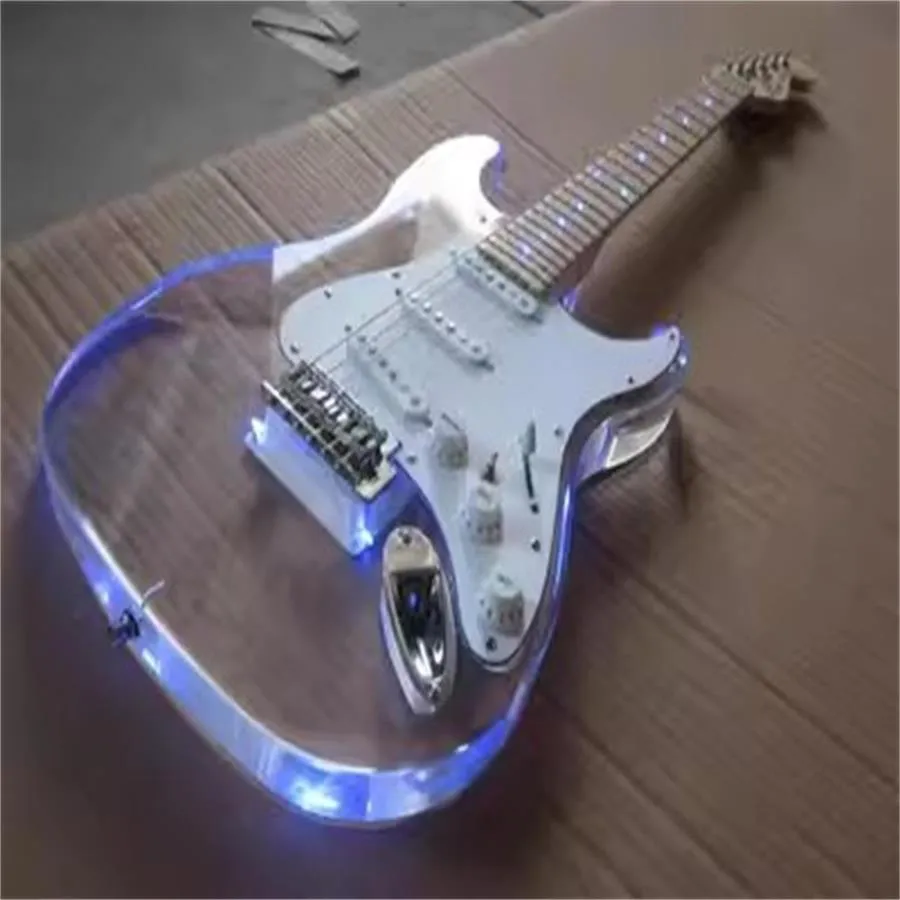 Novo acrílico de guitarra elétrica/com luz vermelha/guitarra elétrica iniciante