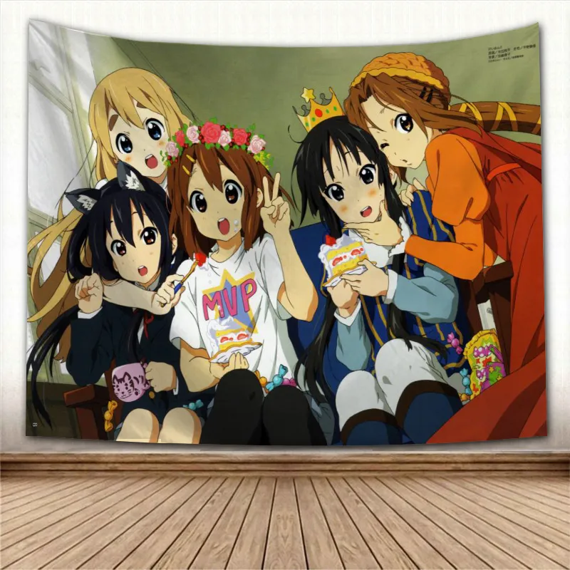 Tecknad anime tapestry vägg hängande japan kawaii ny k-on hemfest dekorativ spel foto bakgrund tyg bord