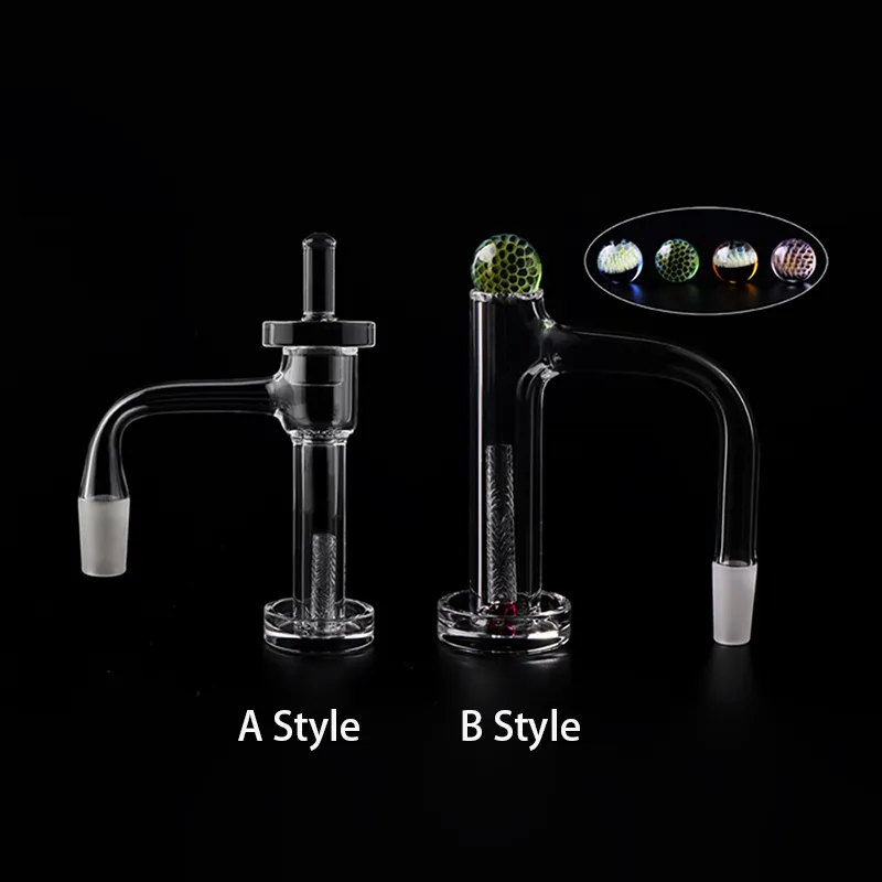 Full Weld Beveled Edge Smoking 4mm bottom Terp Slurper Quartz Banger With Hollow sandblasting Pillar/Quartz Cap 10mm 14mm 18mm 20mmOD for Dab Rigs Water Pipes