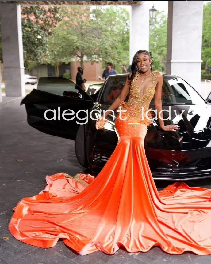 Orange Sparkly Long Evening Formal Dress for Women Velvet Lace Crystal  Embroidery Floor-Length Prom Gala Dress from Dhgate Evening Dresses - price  196.69