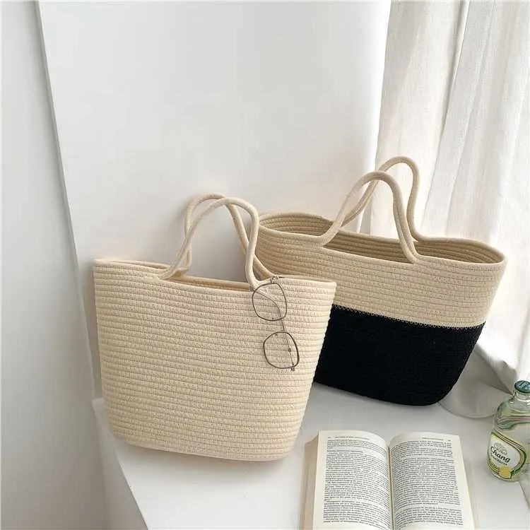 HBP Non-Brand Großhandel Sommer Design Frauen Handtaschen Weben Große Eimer Tasche Mode Einfache Handtaschen Damen Karriere Tote