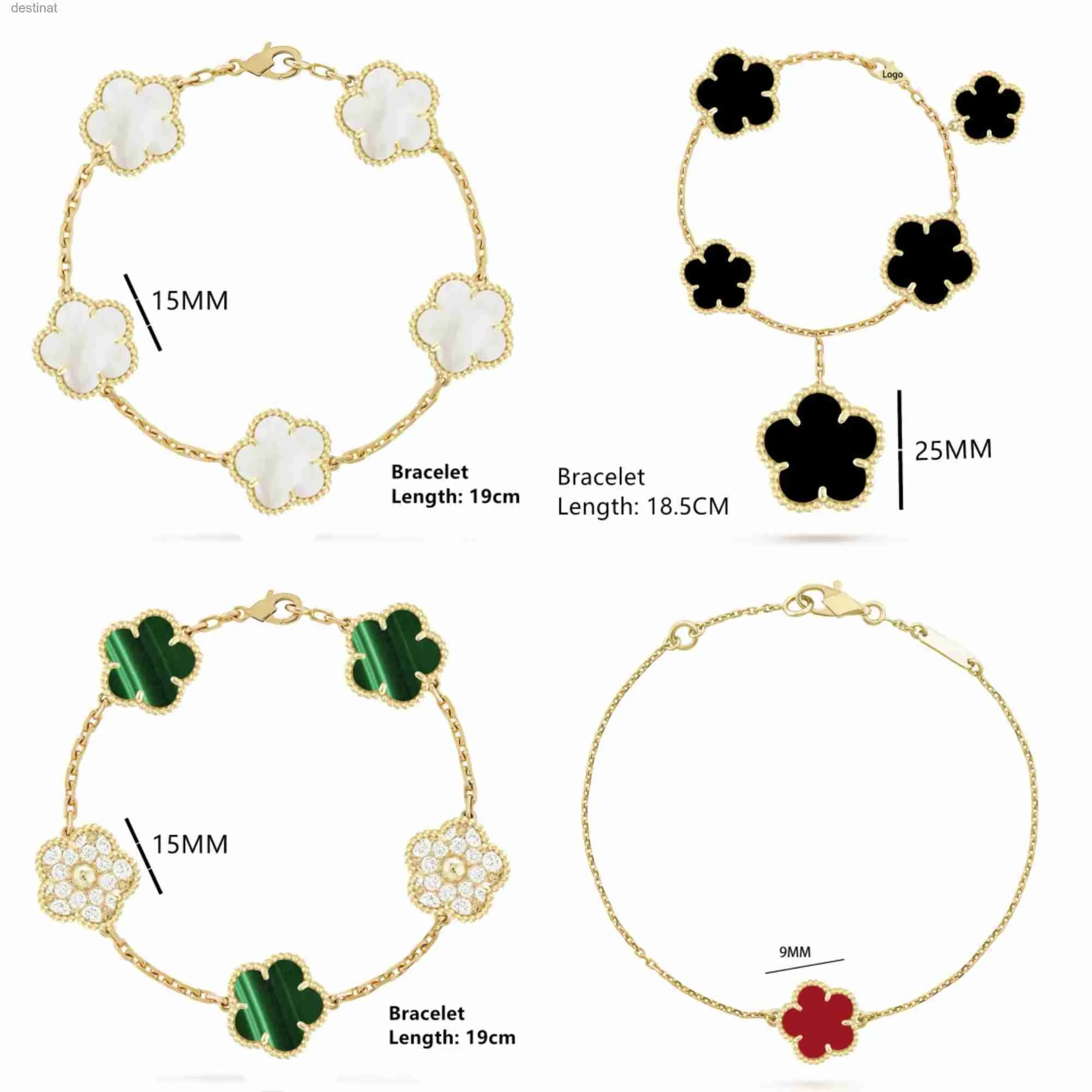 Perlé Vente chaude classique simple pierre naturelle cinq/quatre feuilles bracelet classique dames filles fête de mariage bijoux marque bijoux cadeauxL24213