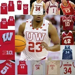 2022 Wisconsin Badgers Basketball Jersey NCAA College Nate Reuvers Brad Davison Tyler  Ben Carlson Jonathan Davis Bowman II Steven Crowl