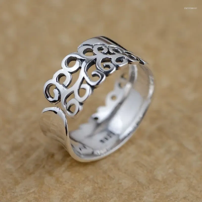 Pierścienie klastra s925 Srebrny pusty pierścień otwierający kwiat hurtowa osobowość wykwintna eksplozja prezentu