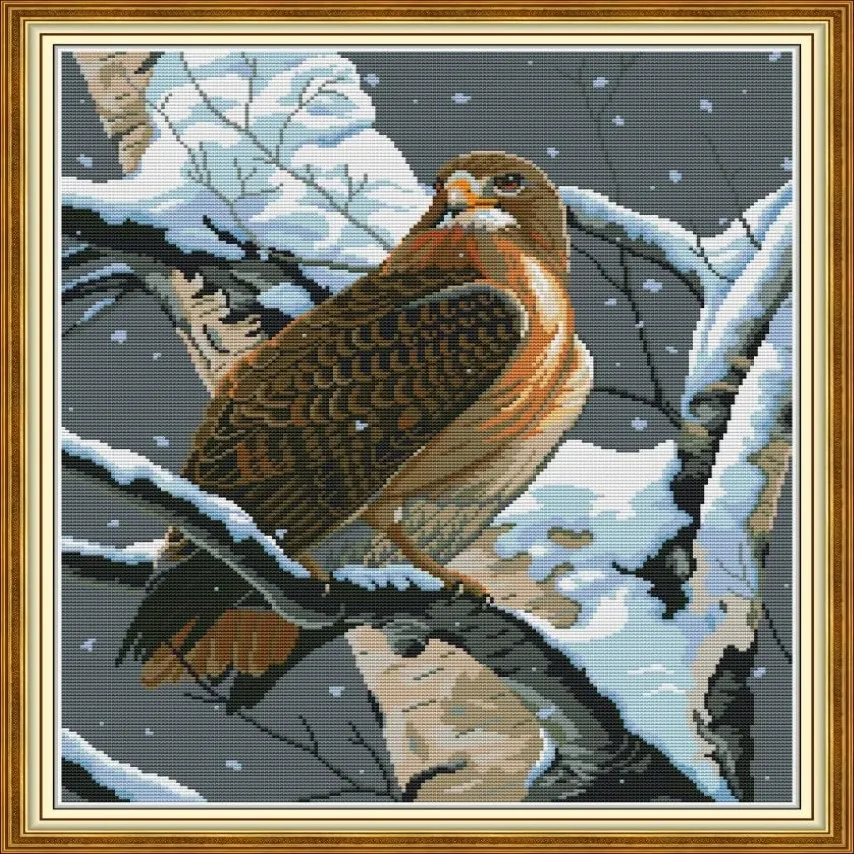 The falcon in tree home decor diy kit Handmade Cross Stitch Craft Tools Embroidery Needlework sets counted print on canvas DMC 14281O