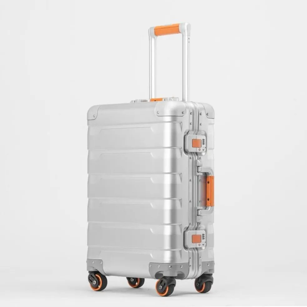 20 24 inch retro volledig aluminium magnesiumlegering bagagespinner handbagage zakelijke trolley koffer mode valies koffers195D