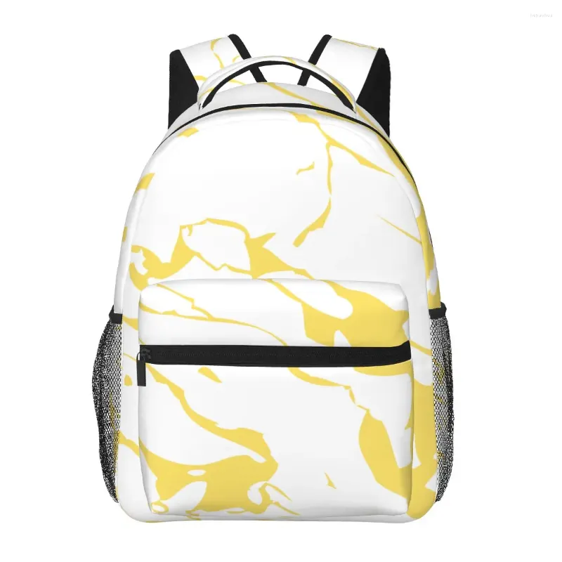 Mochila Mulheres Homens Branco E Dourado Mármore Viagem Feminino Saco Masculino Laptop Livro