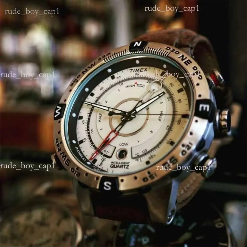 Spot timex tianmeishi relógio de esportes ao ar livre masculino multi funcional bússola maré relógio masculino t2n721 38mm pulseira de couro relógio 693