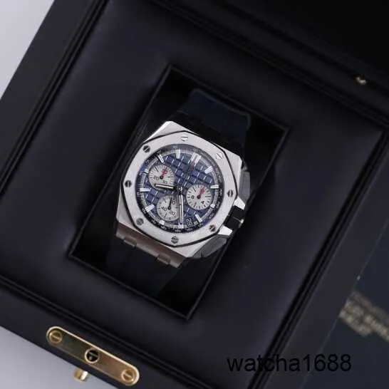 Designer-Kristall-AP-Uhr Royal Oak 26420TI Blue Disc Chronograph Herrenuhr Titan Metall Automatik Schweizer Luxusuhr Datumsanzeige Gesamtdurchmesser 43 mm