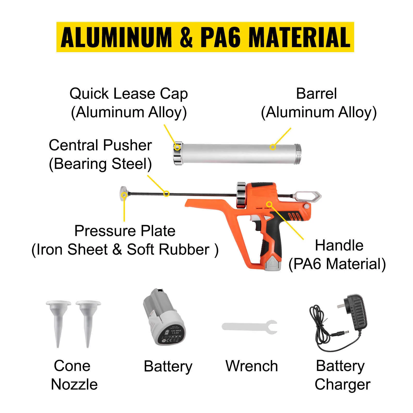 Sausage Caulking Gun, 10/20-Ounce, Aluminum Material