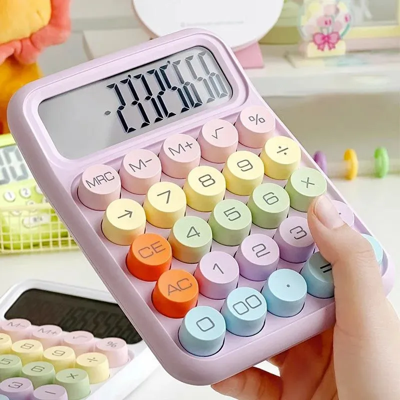 Calculadora de Kawaii Coreano, teclado mecánico silencioso de Color caramelo de dibujos animados, aprendizaje financiero y contable de escritorio 240227