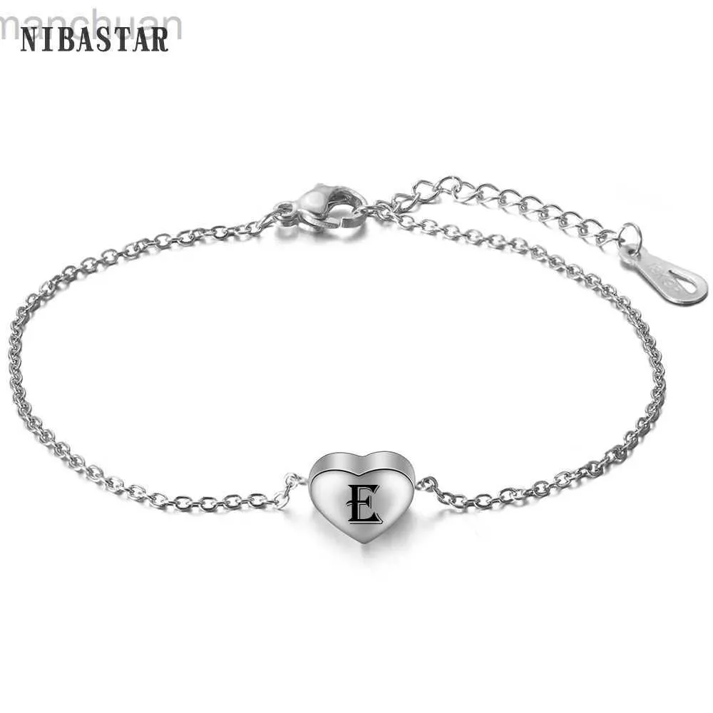 Bangle Alphabet Heart Armband Rostfritt stål Inledande brev Charmarmband Bangles For Women Jewelry Gift LDD240312