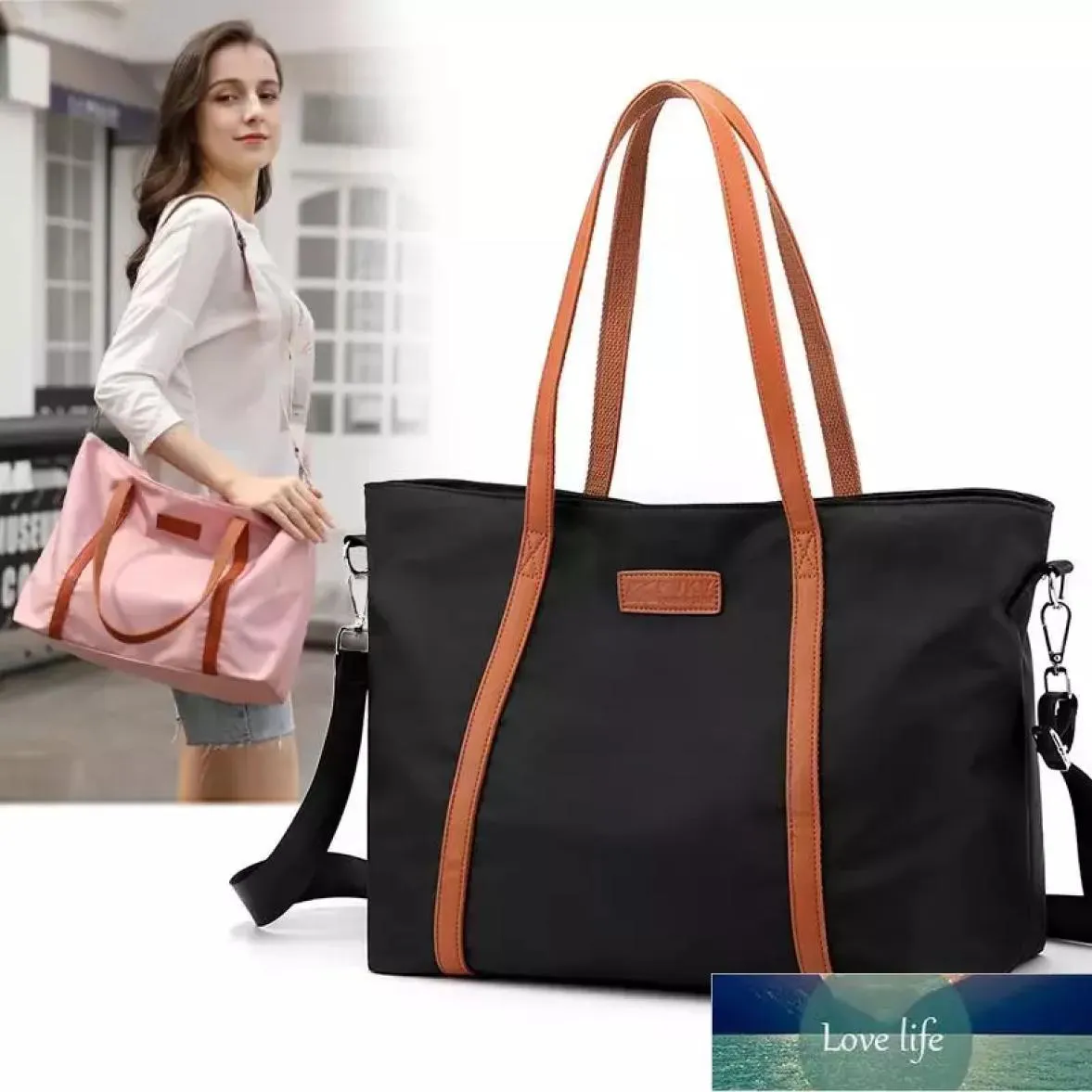 Bolso de hombro de nailon extra grande informal para mujer039s 156 Bolsos de compras de tela grandes para viaje por computadora para mujer Bolsos negros para mujer 5462372