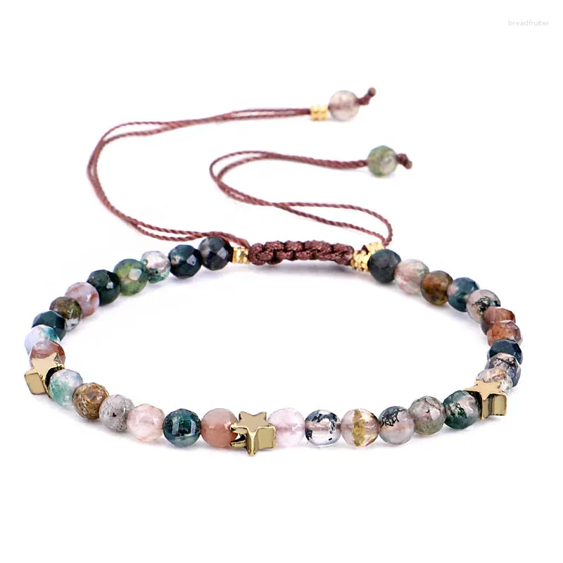 Charm Bracelets Natural Stone Bracelet Luxury Faux Grass Agate Section Crystal Hand Rope Multicolor For Men And Women