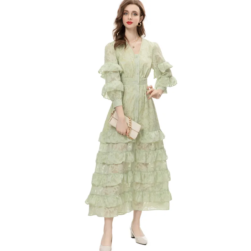 Damskie sukienki na pasie startowe V Długie rękawy drukowane jedno rękawy Elegancka designerska suknia balowa