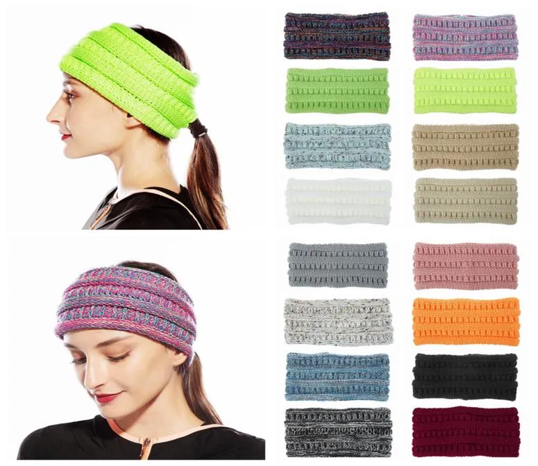 Knitted Ponytail Crochet Headband Women Winter Sports Headwrap Hairband Turban Head Band Ear Warmer Beanie Cap Headbands LJJA35689759085