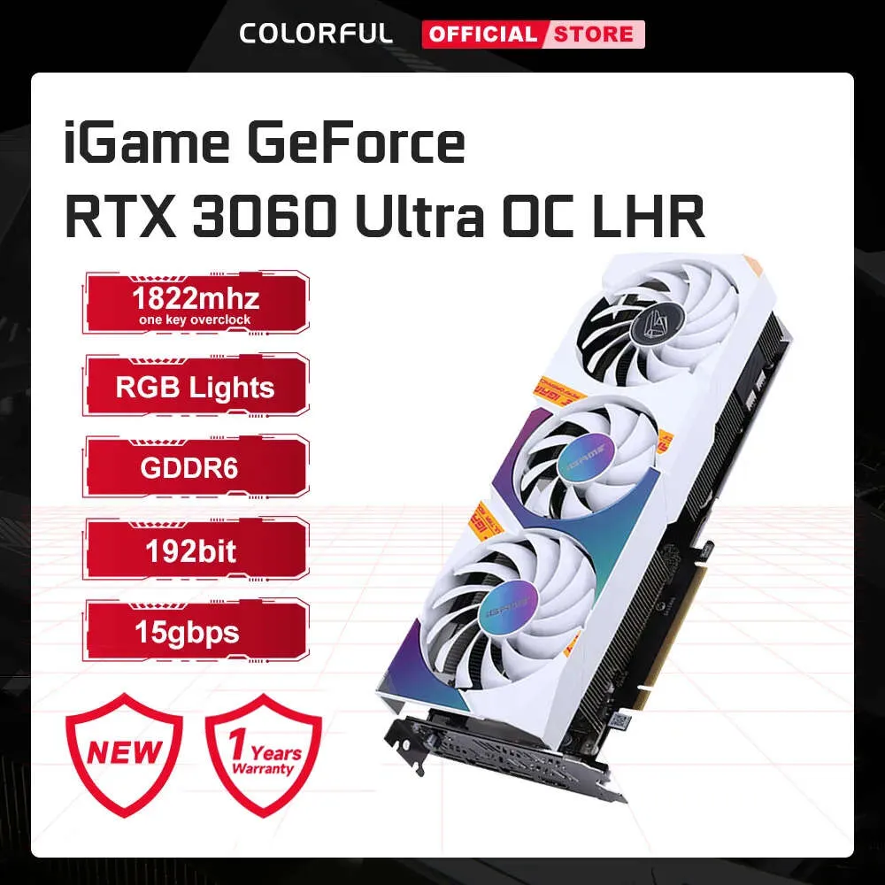 Renkli Igame GeForce RTX 3060 TI Ultra NB W OC Oyun Grafik Kartı 12GB RGB Işık NVIDIA GPU ekran kartı