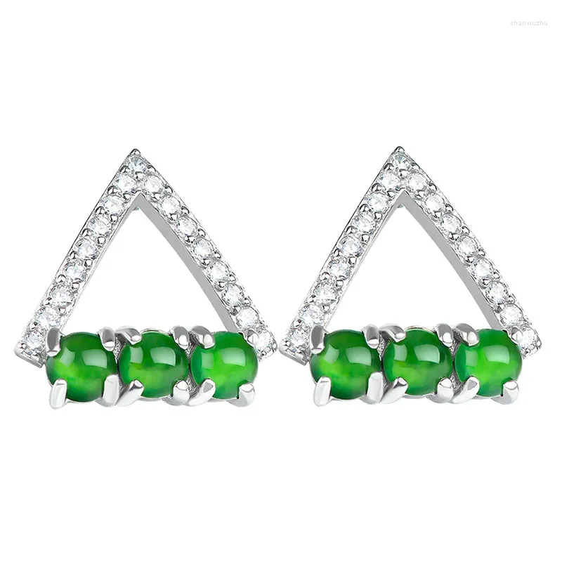 Boucles d'oreilles pendantes en jade birman, cadeaux, pierres précieuses, argent 925, bijoux de luxe pour femmes, pierres précieuses, clous d'oreilles, breloques de créateur de mode, vert naturel