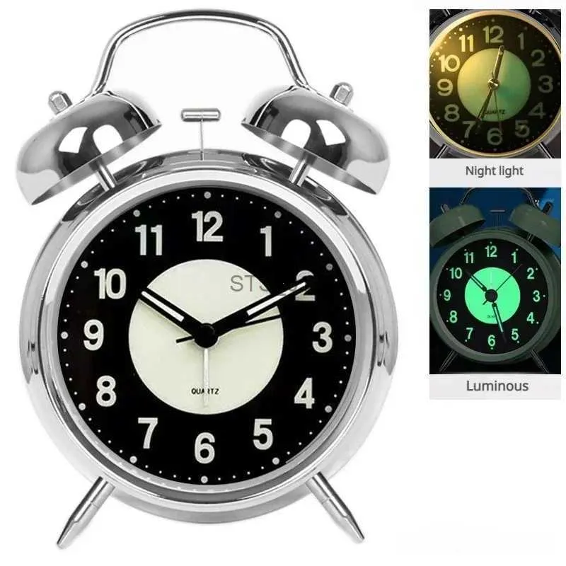 Andere Uhren Zubehör 3 Zoll Twin Bell Super lauter Wecker mit Nachtlicht für schwere Schläfer Bett Desktop Student Dekor Reloj DespertadorL2403