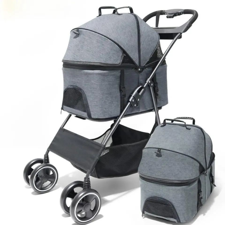 Housses de siège de voiture pour chien et chat, sac de transport de poussette pliable pour bébé, chariot de traction à quatre roues, voyage 2291