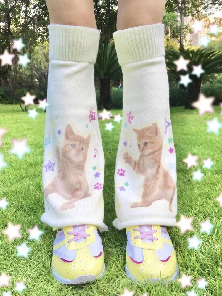 Frauen Socken japanische y2k lolita langkätzchen süße gestrickte bein wärmer nie